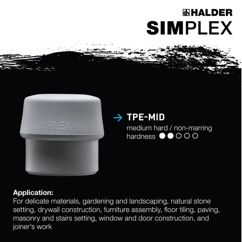 Halder 3203050 Impact Head for TPE-Mid Soft-Face Mallet, Multi-Colour, 50