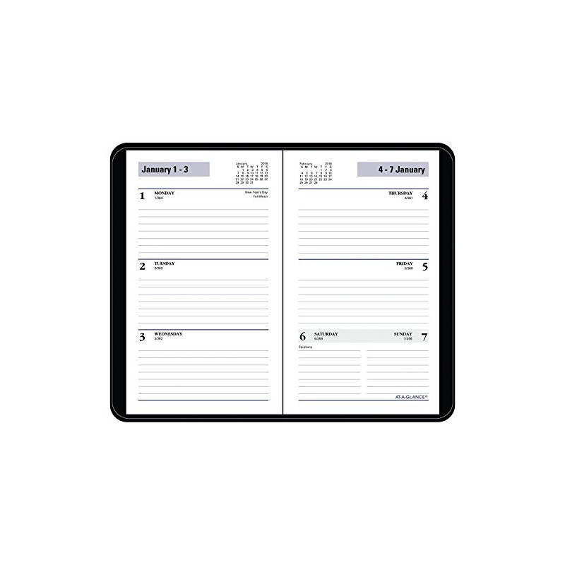 AT-A-GLANCE DayMinder Planificador semanal de bolsillo, enero de 2018 a