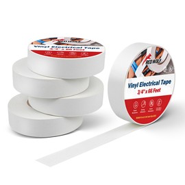 RED WOLF White Electrical Tape 3/4 in x 66ft 5 Pack, Industrial Grade UL/CSA Listed 7 Mil Thick Flame Retardant High Temp Waterproof Electrical PVC Tape Electric Super Vinyl Rated 600V
