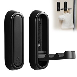 NEW NOAM 2pcs Foldable Hooks for Entryway, Black Folding Wall Hook, Living Room, Bedroom - Space Saving Folding Walled Hook for Coat, Backpack, Purse & Keys (2pcs Black Hooks)