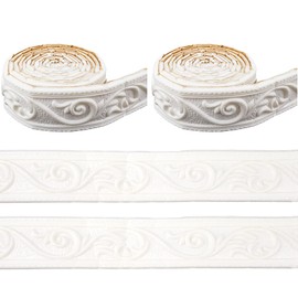 CRASPIRE 176x2in White Crown Molding Peel and Stick Flexible Self Adhesive Foam Trim 3D Sticky Decorative Wallpaper Border Wall Edging Foam Baseboard Mirror Border Wall Lines Hotel DIY Decor