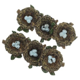 IWOWHERO 6 Pack Simulated Bird's Nest Ornaments Resin Craft for Garden Home Decor