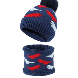 AYPOW Winter Hat Beanie Hat Scarf Set for Children, Winter Thick Fleece Lined Outdoor Thermal Knitted Hat Children's Hat Tube Scarf Neck Warmer Sets for Children Boys Girls 2-6 Years, brown