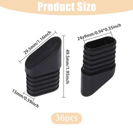 CHGCRAFT 36 Pcs Folding Chair Leg Caps Plastic Chair Replacement Foot Caps Furniture Legs Floor Protectors Black