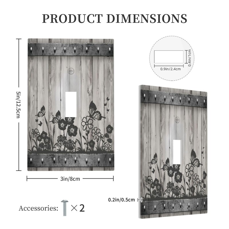 Lhdlnn Grey Barn Door Wood Light Switch Cover Decorative Rustic