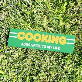 Two Bit Press COOKING ADDS SPICE TO MY LIFE Bumper Sticker - Funny Vintage Style Vinyl 80s 90s