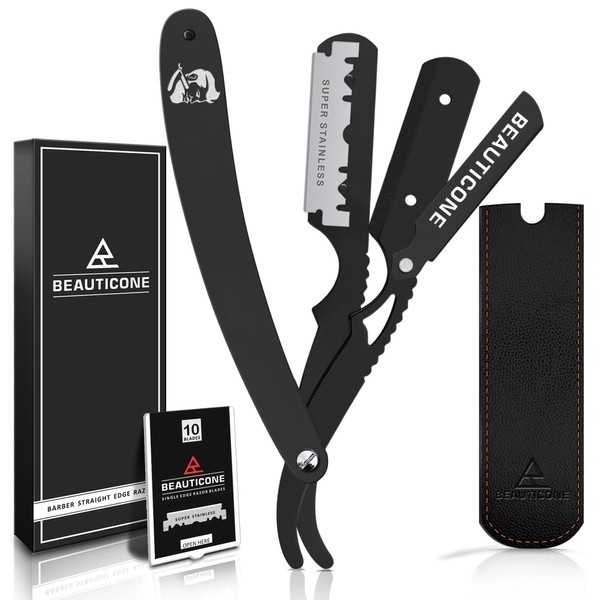 BEAUTICONE Straight Razors for Men, Professional Barber Razors, Premium Straight