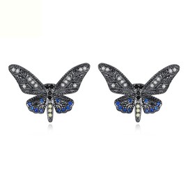 Black Butterfly Stud Earrings Zircon Butterfly Earrings for Women Birthday and Holiday Gifts for Wife Girlfriend Mother