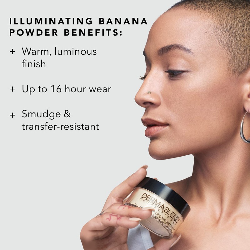 Dermablend Illuminating Banana Powder, Loose Setting Powder Makeup for Brightening
