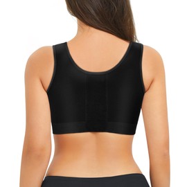 Ursexyly Front Closure Sports Bra for Women Wireless Yoga Workout Bra Compression Back Support Bras Recerback Crop Tank Tops Black