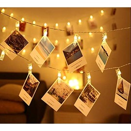 LED Photo Clips String Lights - Magnoloran 40 Photo Clips Fairy Twinkle Lights, Wedding Party Home Decor Lights for Hanging Photos, Cards and Artwork, 14 Feet, Warm White