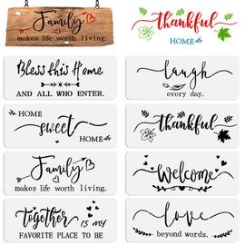 OOTSR Pack of 8 Stencils for Painting on Wood, DIY Stencils Inspirational Word Stencils for Painting, Plastic Stencils Templates for Scrapbooking, Wooden Floors Art Decorations