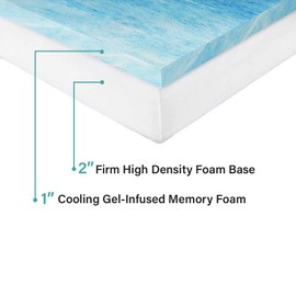 Foamma 3" x 20" x 20" Cooling Gel-Infused Memory Foam Cushion, High Density Foam Base, Medium Firm, Seat Replacement, Padding, Chair Cushion Square Foam, Dining Chairs, Wheelchair Cushion Replacement
