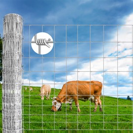 YXJSTO Farm Fence 4FT x 100FT, Heavy Duty Livestock Fence, Galvanized Welded Cattle Fence for Deer, Cattle, Goat, Hog, Sheep, Animals and Field Protection