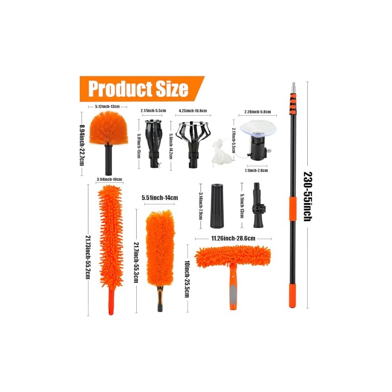 TRULYWIN 26FT Light Bulb Changer & Cleaning Kit, Telescoping Pole