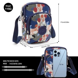 Long Keeper Women Crossbody Phone Bag Nylon Small Crossbody Shoulder Bag Adjustable Travel Casual Cellphone Purse Cross Body Wallet for Phone Under 7 Inches (Ginkgo Leaf)