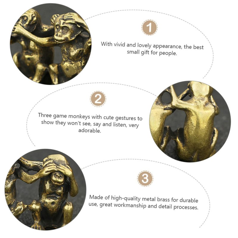 GRIRIW Pure Brass Ornament Office Table Decoration Charming Monkey Model