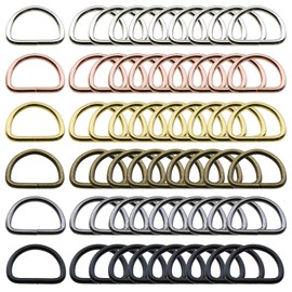 LUORNG 60 Pieces 3/4 Inch Metal D-Rings Mixed Color D-Shaped Rings for DIY Accessories (6 Colors, Inner Width 3/4 Inch)