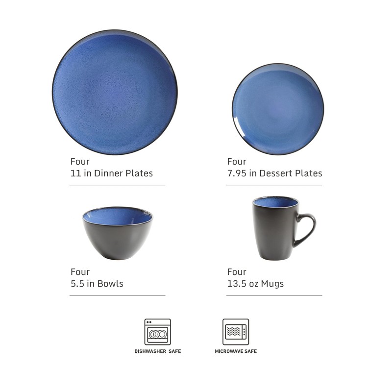 Gibson Elite Soho Lounge Round Reactive Glaze Stoneware Dinnerware Set,