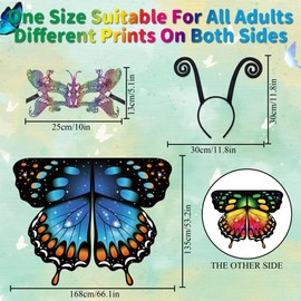 Firecos Butterfly Costume Women's Butterfly Wings with Tentacle Mask for Carnival Double Sided Starry Sky Butterfly Cape Cosplay for Adults