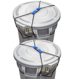 Encased (2 Pack) Trash Can Lock, Bungee Cord Heavy Duty Nylon Large Outdoor Garbage Lid Lock (Fits 30-50 Gallon Cans)
