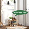 kiplant Small Shoe Rack, 2-Tier Bamboo Wood Shoe Rack for