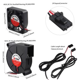 FYSETC 3D Printer Part Prusai3 MK3S+ Print Fan Hotend Replacement Fan 4010 5015 Fan DC 5V MK3S Blower Fan Extruder Cooling Radiator for 3D Printer MK3 Hot End DIY Accessory