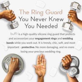 BUFFR Silicone Ring Protector for Working Out – Wedding Ring Protector – Rubber Ring Guard for Women - Charcoal, White, Gray (3 Pack) - Size 9