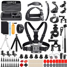MXCOCO 120 en 1 Kit de Accesorios para GoPro y Cmara de Accin, Compatible con GoPro Hero 13 12 11 10 9 8 7 6 5 4 3, para MAX, Black, para AKASO, para 