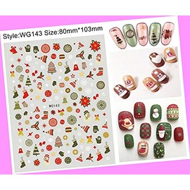 Christmas Reindeer Santa Tree Snow Snowman Bear Penguin 3D Nail Sticker Wg143 for Nails Design Nail Art Stickers Decals Supplies Manicure Tips Sticker Colorful for Nail Decorations