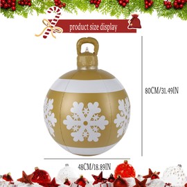 Christmas Inflatable Ball,60cm Christmas Decorated Ball Christmas Outdoor Decorated Ball Large Christmas Hanging Ball Christmas Ornament for Xmas Holiday Wedding Festival Party Yard Decor (Gold)