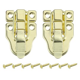 sourcing map 2Pcs Duck-Billed Toggle Hasp Latch, Metal Box Toggle Latch Chest Latch with Mounting Screws for Jewelry Box Wooden Case Decorative, Gold