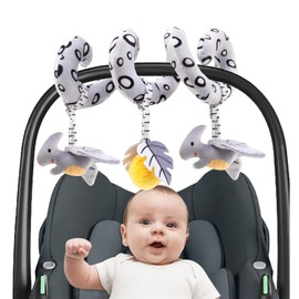 Jambo mom Baby Car Seat Toys, Car Seat Toys for Babies 0-6 Months, Black and White Spiral Activity Carseat Toys for Infant 0-3 Months, Stroller Toys for Babies 0 3 6 9 12 Months (Dino)