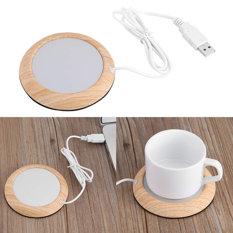 USB Wood Grain Cup Warmer with USB Cable Electric Cup