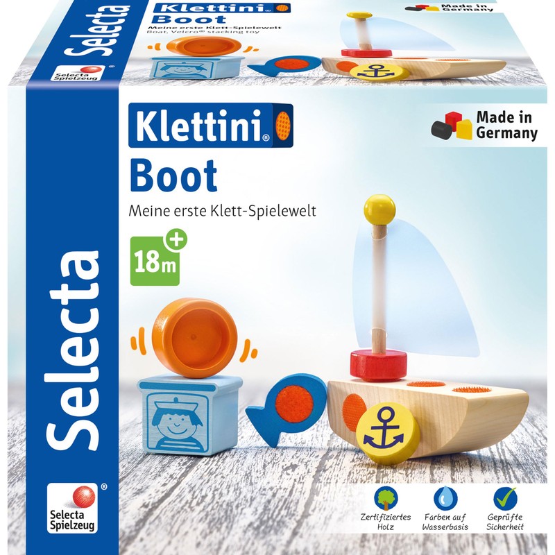 Selecta 62078 Klettini Boat Velcro Stacking Toy 6 Pieces Multi-Coloured