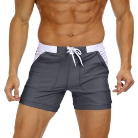 MAGNIVIT Swim Trunks for Men Beach Shorts Swim Trunks for Men Square Cut Swim Trunks Bathing Suit Grey 34