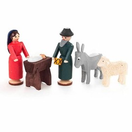 Wooden German Nativity Set Sheep Donkey 45mm