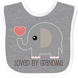 inktastic Loved By Grandma Cute Grandchild Baby Bib Heather and White 2214c