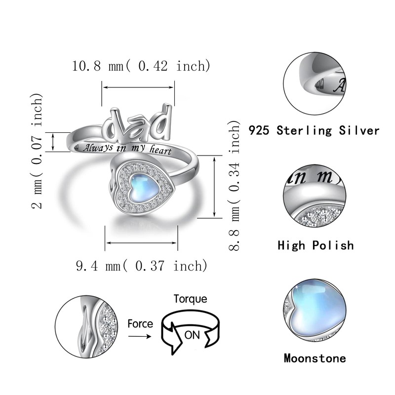 Sterling Silver Urn Ring for Ashes: 925 Parents Ash Memorial