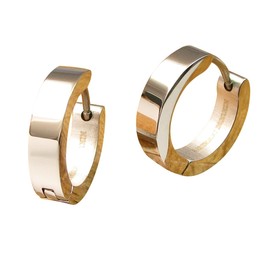 Kikuchi Ohrringe Titan Stäbchen Edelstahl Creolen Kantig hochglänzend Silber Gold Schwarz Frau Herr Ø 13-18 mm nach Wahl (Ø 16 mm / 4 mm/Silber)