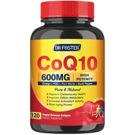 CoQ10 600mg Softgels CoQ10 Supplement CQ10 Coenzyme-Q10 with Omega 3 & PQQ & Vitamin E Support Heart Health & Antioxidant & Cellular Energy, 45 Servings