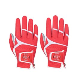 SIMPLE SYMBOL Men's Golf Glove Premium Synthetic Leather,Stable Grip,Two Pack（Left is Wear on Left Hand,Right is Wear on Right Hand） Four Colors to Choose from White/Sky/Beige/Red(Red,L,Right)