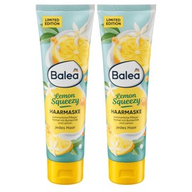 Balea Set of 2 Hair Care: Hair Mask Lemon Squeezy Buttermilk for Silky Hair & Shine (100 ml) + Curls Crunch Gel Fizzy Fruits More Bounce Without Alcohol, Silicones, Sulphates (100 ml), 200 ml