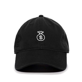 Tech Design Money Bag Baseball Cap Embroidered Cotton Adjustable Dad Hat Black