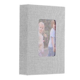 uxcell Small Photo Album, 4x6 Inch Linen Cover Pockets Photo Book, Slip-in Picture Albums with Display Window Holds 26 Page 52 Photos for Wedding Family Anniversary, Gray