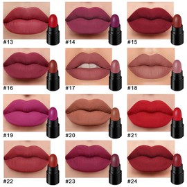 evpct 12Pcs Mini Pills Lipstick Capsule Set for Women Waterproof Long Lasting Dark Ruby Deep Wine Mauve Red Purple Nude Brown Matte Small Magic Permanent Lipstick 24 Hour Lipstick Bulk Samples 02