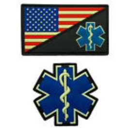 USA Flag Medic EMS Paramedic Patch (2PC Bundle - 3D-PVC Rubber -Glow Dark)
