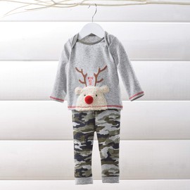 Mud Pie Baby Boys' Reindeer CAMO 2PC Set, Green, 0-3 Months