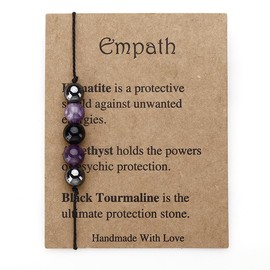 Pingyongchang Crystal Stones Bracelets Spiritual 7 Chakra Bracelets for Women Men Amethyst Protection Anxiety Bracelets Empath Malachite Aquamarine Citrine Bracelet Get Well Soon Gifts-Empath