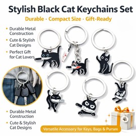 Infxyfy 3 Pcs Cute Cat Keychain Cute Funny Gifts for Women Men Cute Keychain Friendship Gift Black Cat Cool Stuff (2)